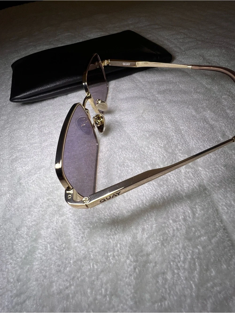 Quay Australia Gold Frame Brown Lens Rectangular Men’s Sunglasses